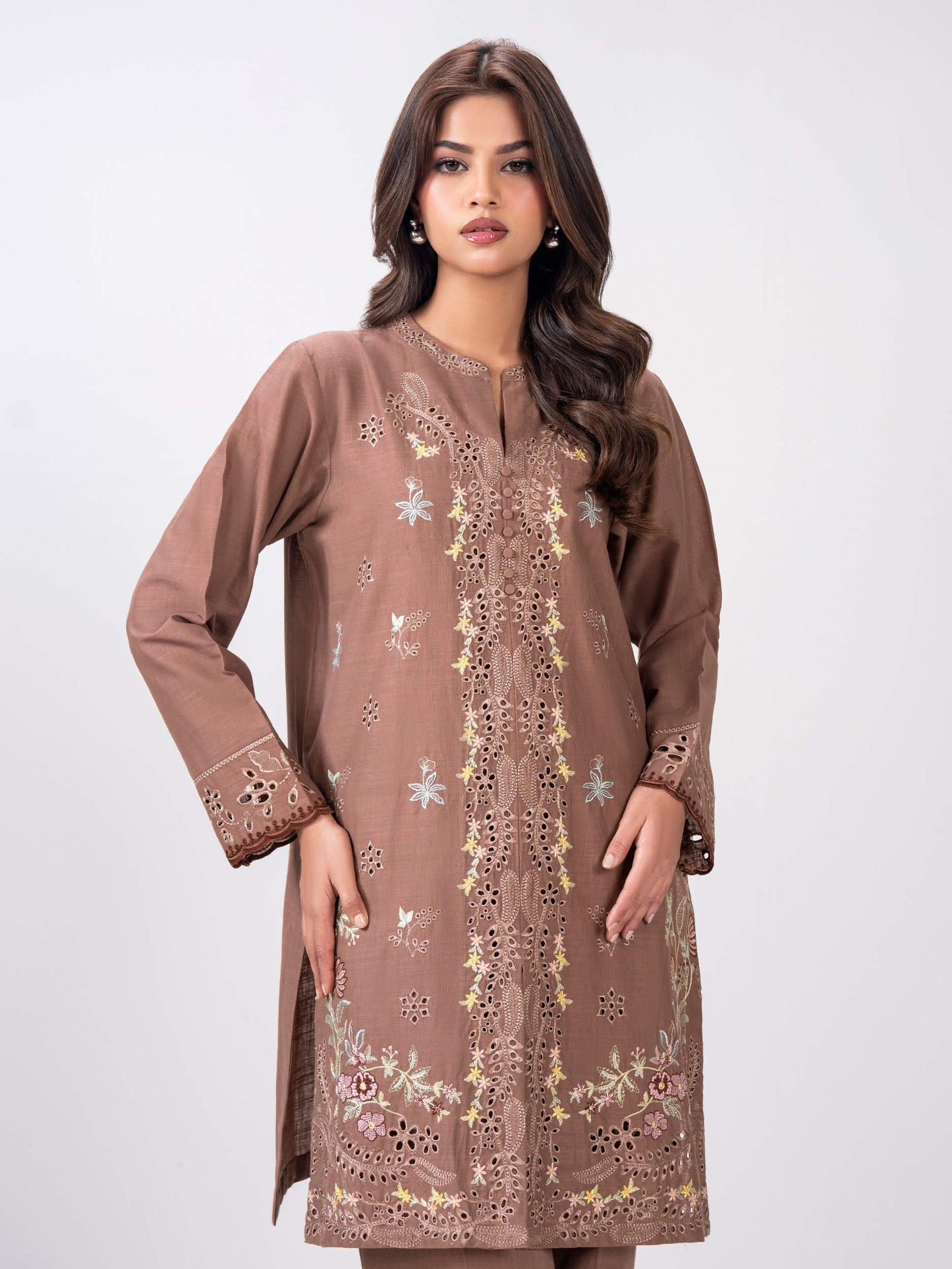 2 Piece Slub Khaddar Suit- Embroidered (Pret)