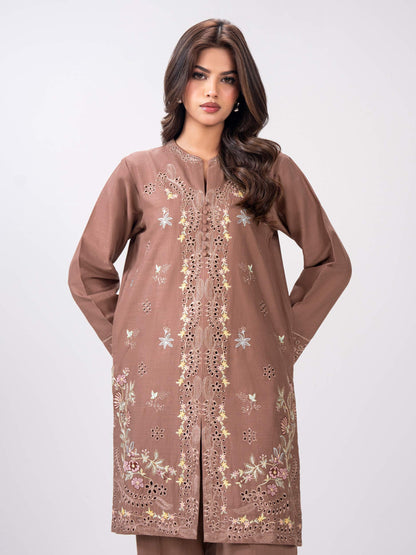2 Piece Slub Khaddar Suit- Embroidered (Pret)