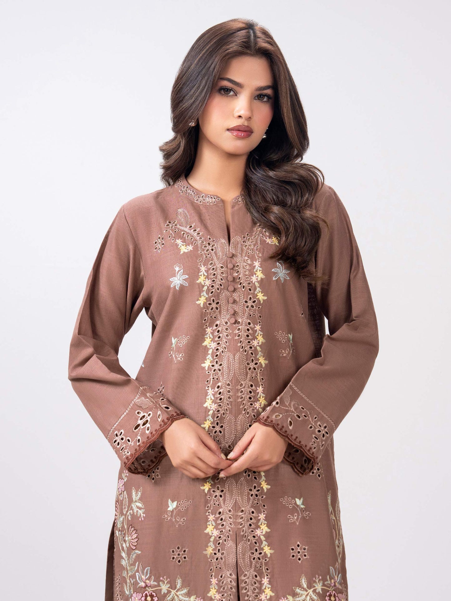 2 Piece Slub Khaddar Suit- Embroidered (Pret)
