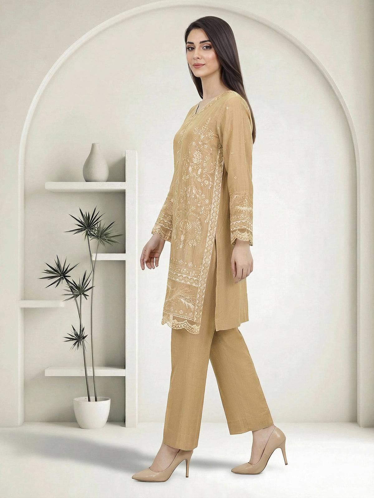 2 Piece Jacquard Yarn Dyed Suit- Embroidered (Pret)