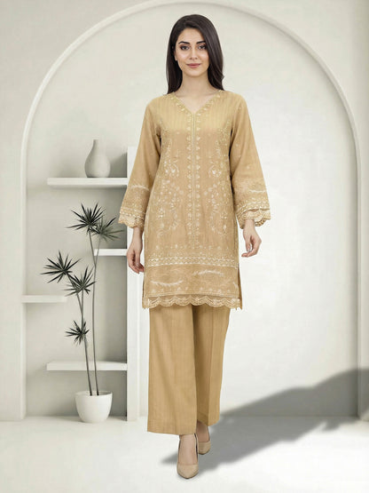 2 Piece Jacquard Yarn Dyed Suit- Embroidered (Pret)