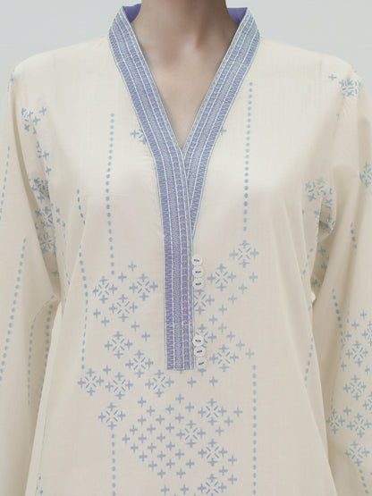 3 Piece Lawn Slub Suit- Embroidered (Pret)