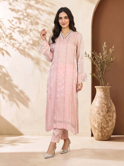 2 Piece Silk Suit- Embellished (Pret)