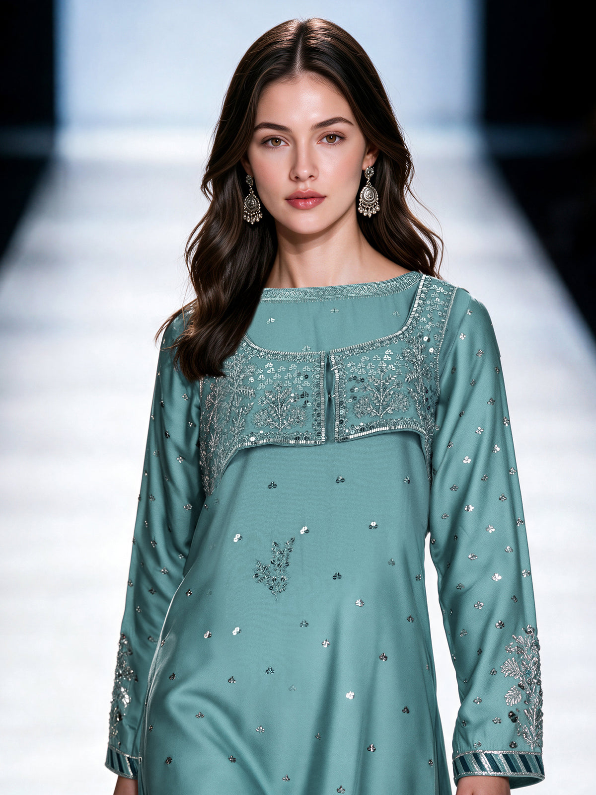 2 Piece Crepe Suit- Embroidered (Pret)