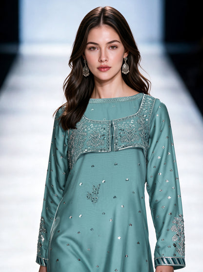 2 Piece Crepe Suit- Embroidered (Pret)