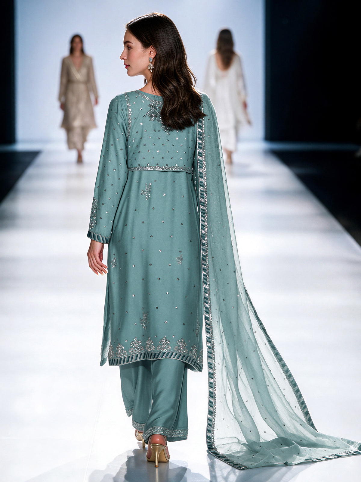 2 Piece Crepe Suit- Embroidered (Pret)