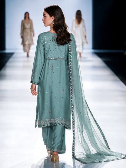 2 Piece Crepe Suit- Embroidered (Pret)