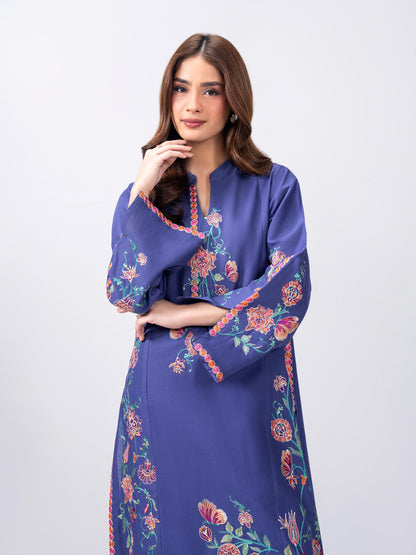 2 Piece Slub Khaddar Suit- Embroidered (Pret)