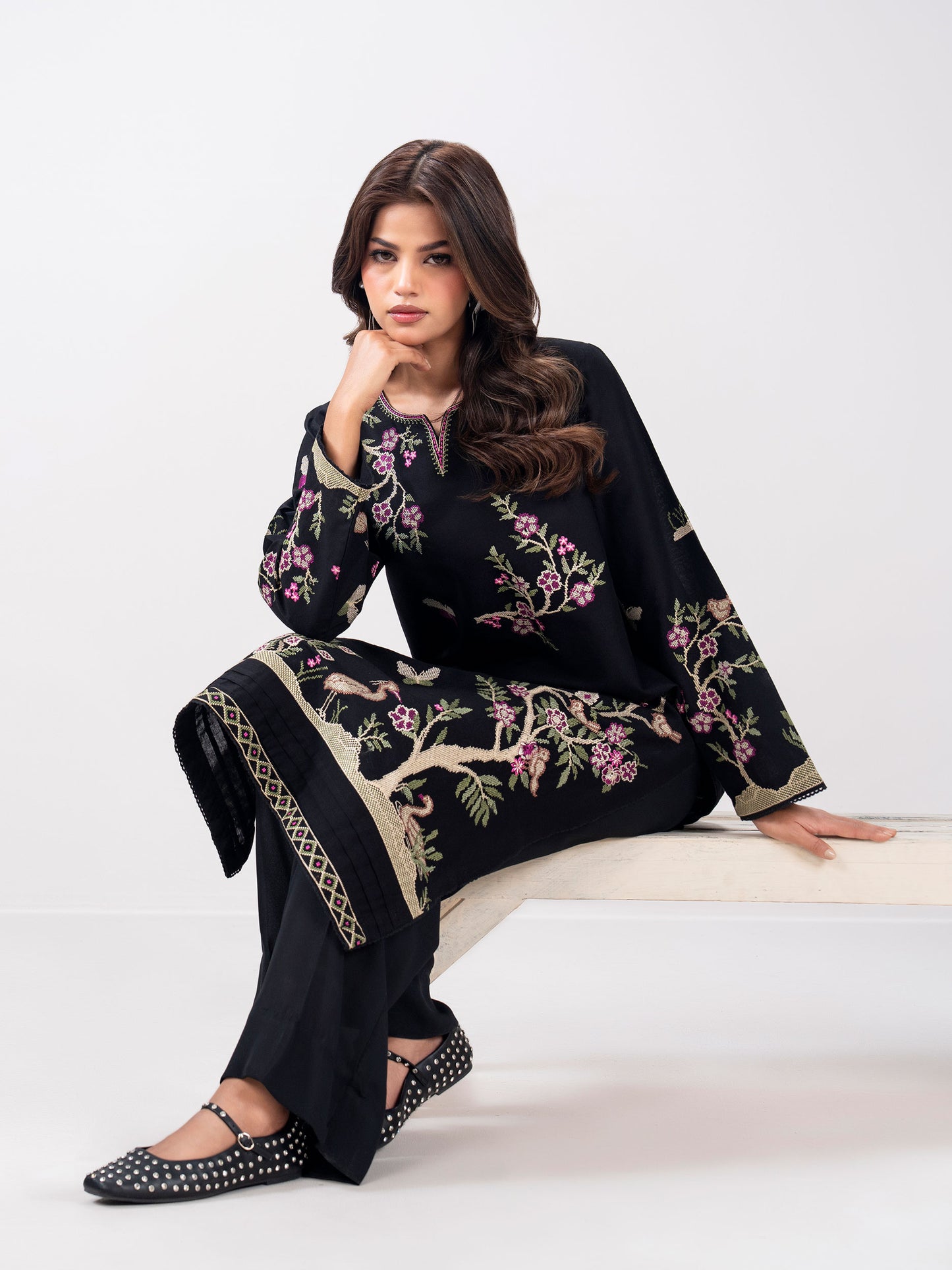 Khaddar Shirt- Embroidered Pret