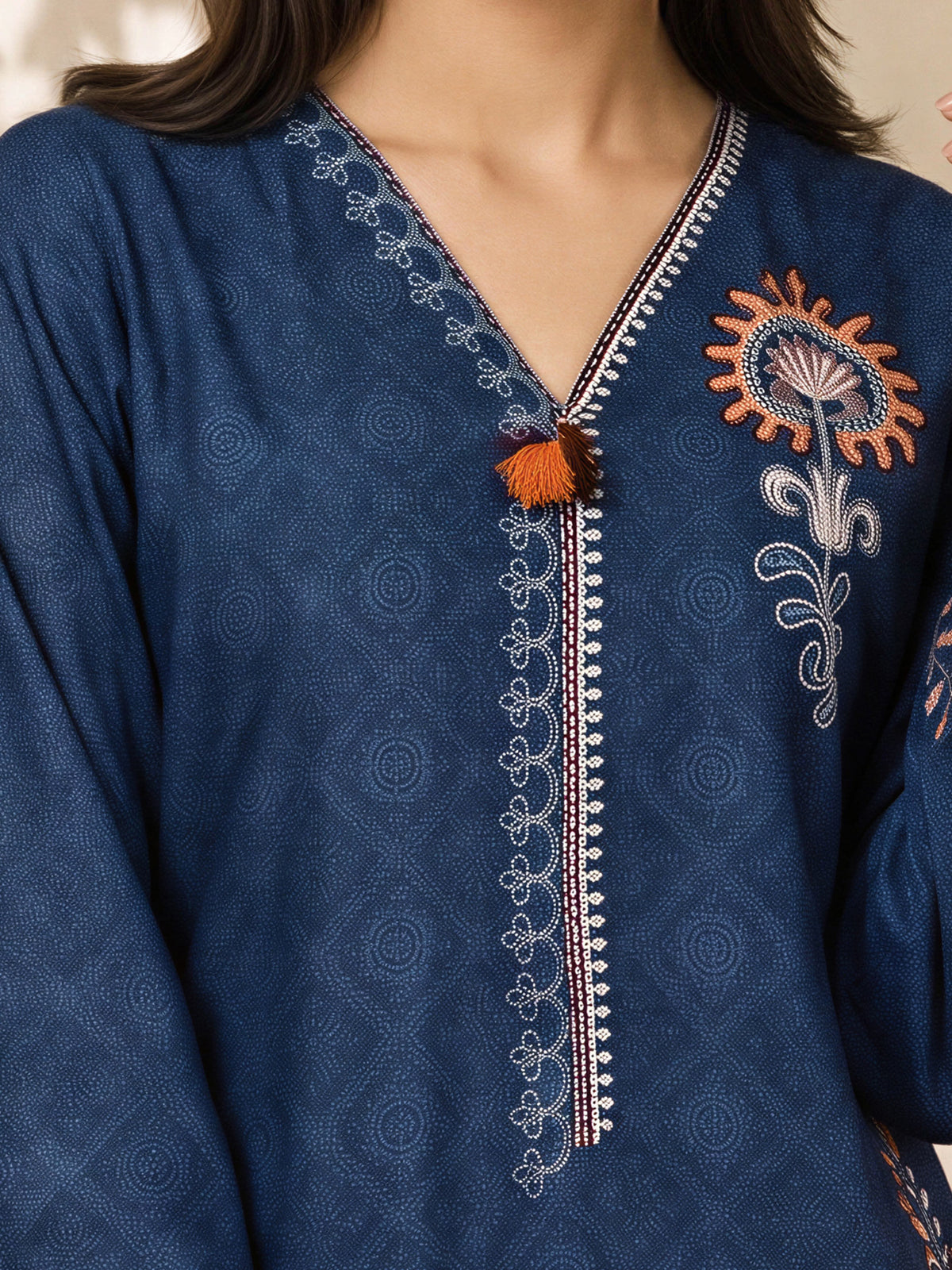 2 Piece Self Jacquard Suit- Embroidered (Pret)