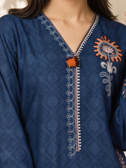 2 Piece Self Jacquard Suit- Embroidered (Pret)