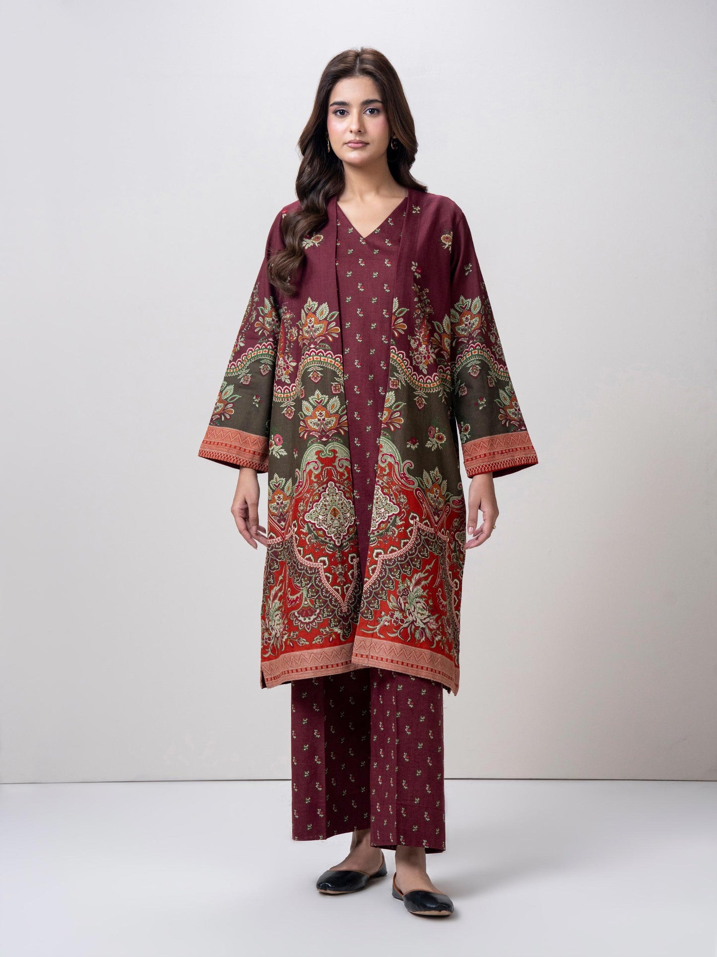 2 Piece Cardigan Khaddar Suit (Pret)