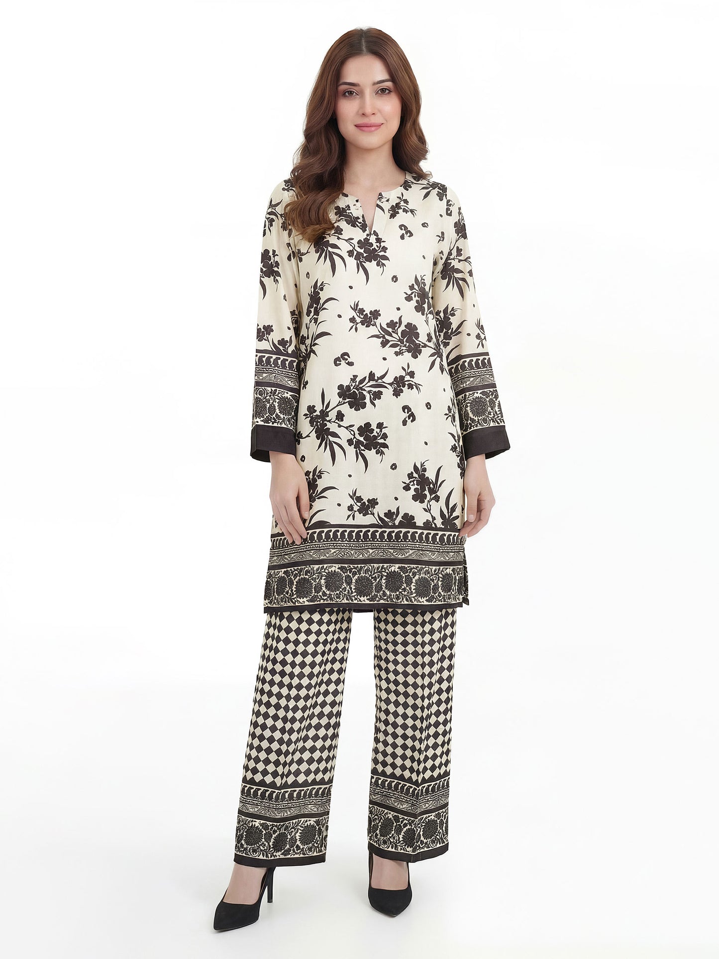 2 Piece Silk Suit- Embellished (Pret)