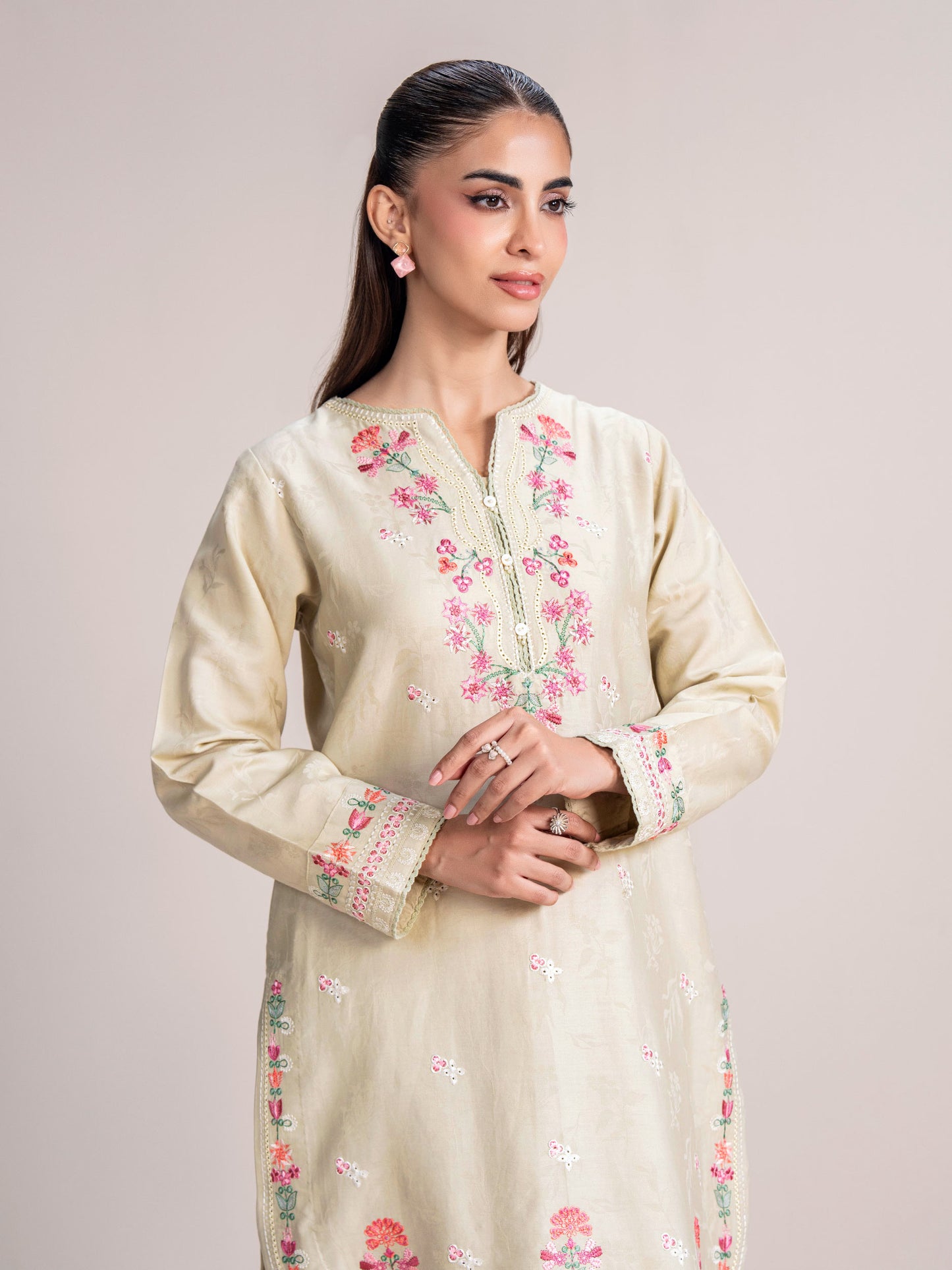 Self Jacquard Suit- Embroidered (Pret)