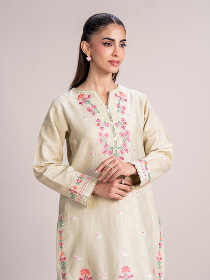 Self Jacquard Suit- Embroidered (Pret)
