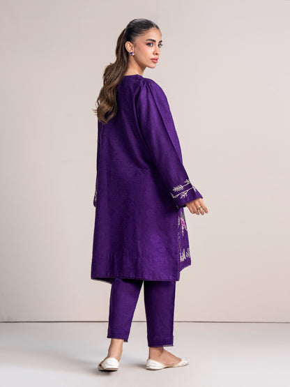 2 Piece Self Jacquard Suit- Embroidered (Pret)