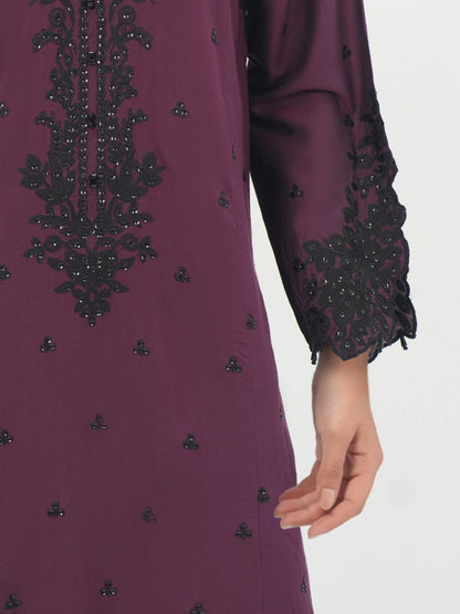 2 Piece Raw Silk Suit- Embroidered (Pret)