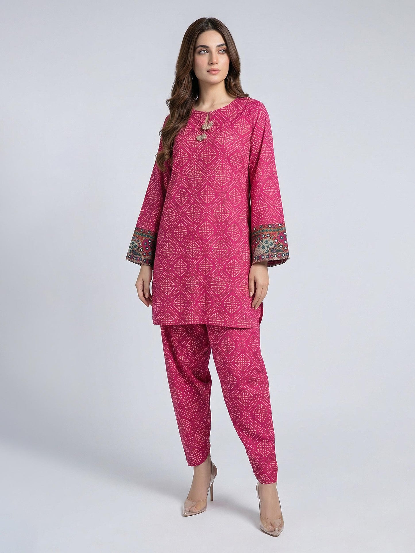 2 Piece Cambric Suit- Embroidered (Pret)