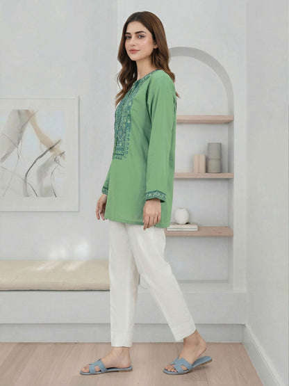 Cambric Kurti- Embroidered (Pret)