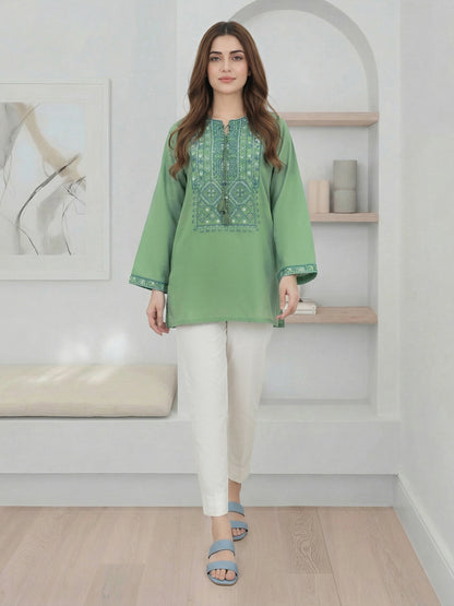 Cambric Kurti- Embroidered (Pret)