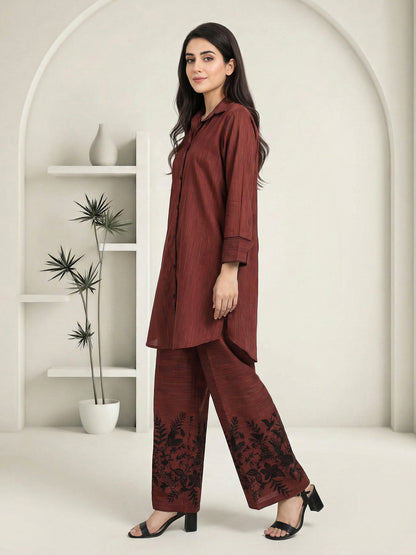 2 Piece Yarn Dyed Suit- Embroidered (Pret)
