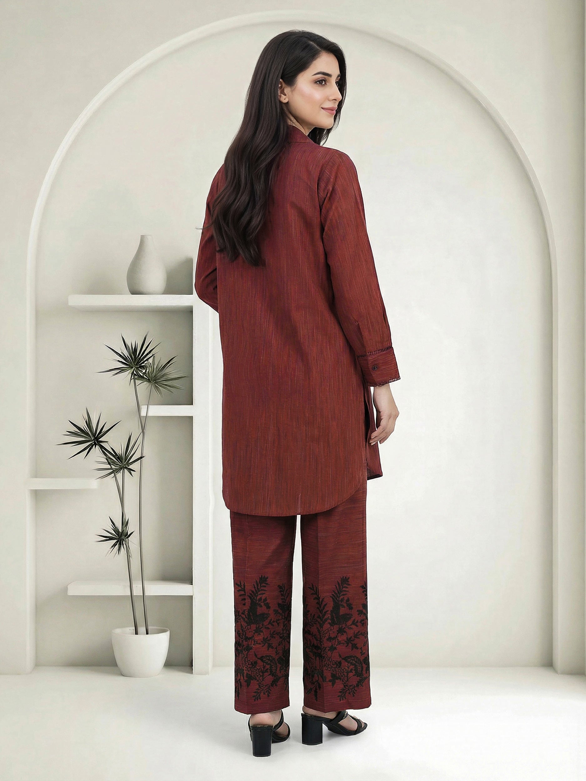 2 Piece Yarn Dyed Suit- Embroidered (Pret)