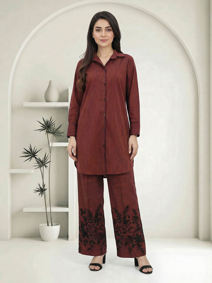 2 Piece Yarn Dyed Suit- Embroidered (Pret)
