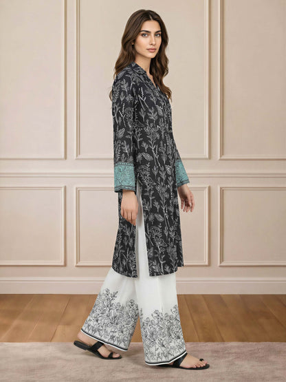 2 Piece Viscose Slub Suit- Embroidered (Pret)