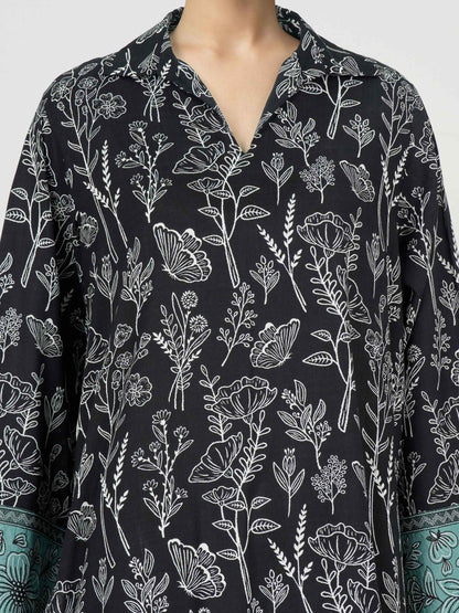 2 Piece Viscose Slub Suit- Embroidered (Pret)