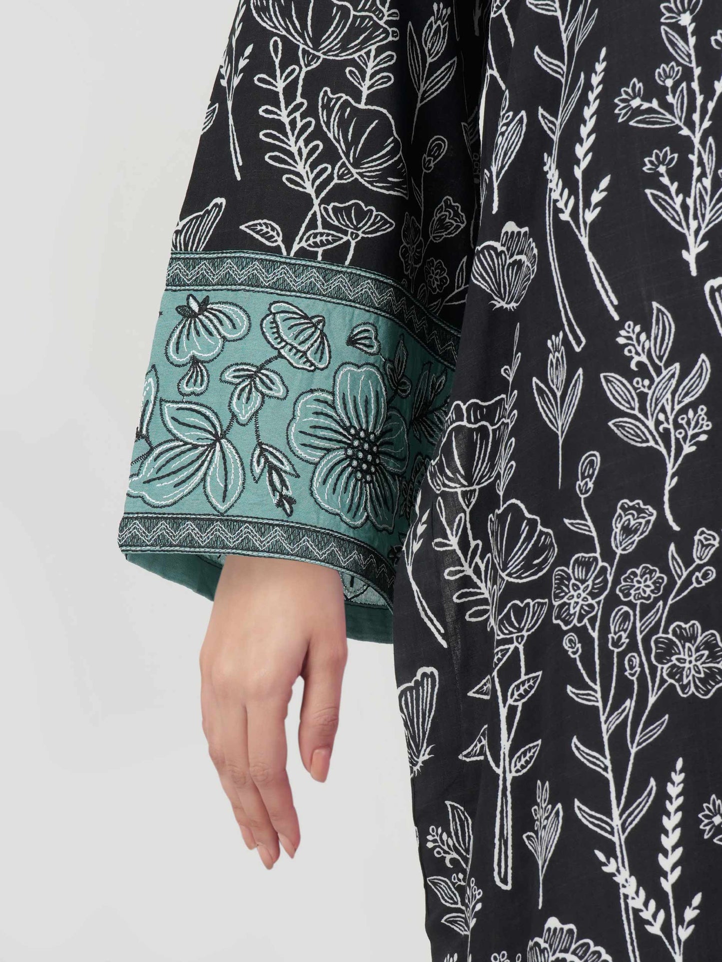 2 Piece Viscose Slub Suit- Embroidered (Pret)