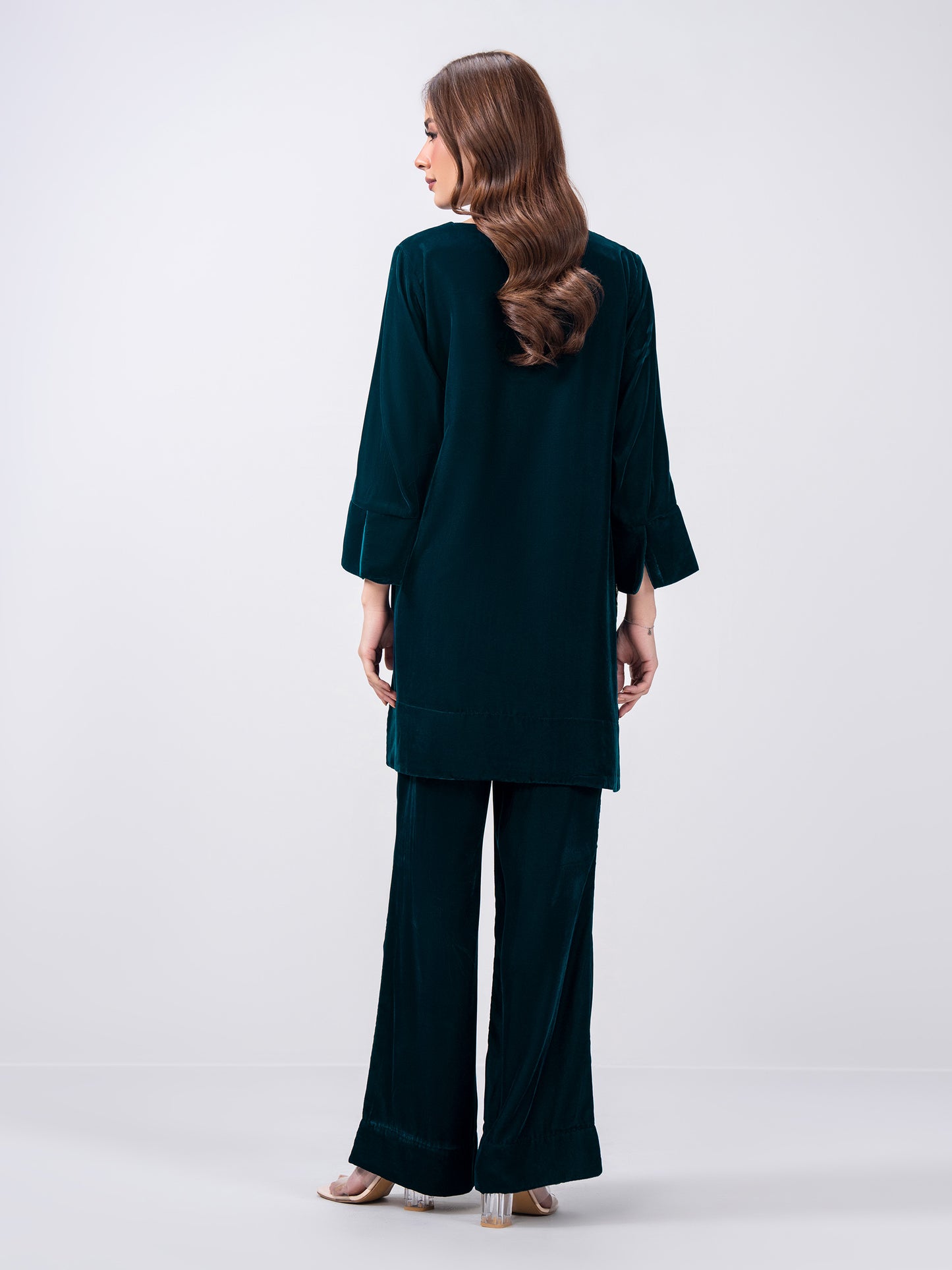 2 Piece Velvet Suit- Embroidered (Pret)