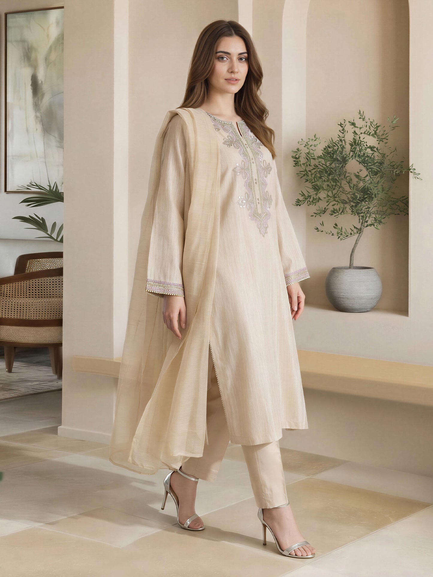 3 Piece Lawn Missouri Suit- Embroidered (Pret)
