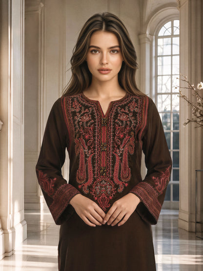 3 Piece Velvet Suit- Embroidered (Pret)