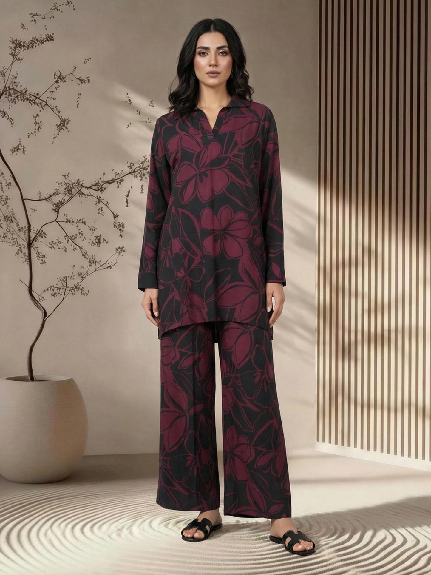 2 Piece Viscose Slub Suit (Pret)