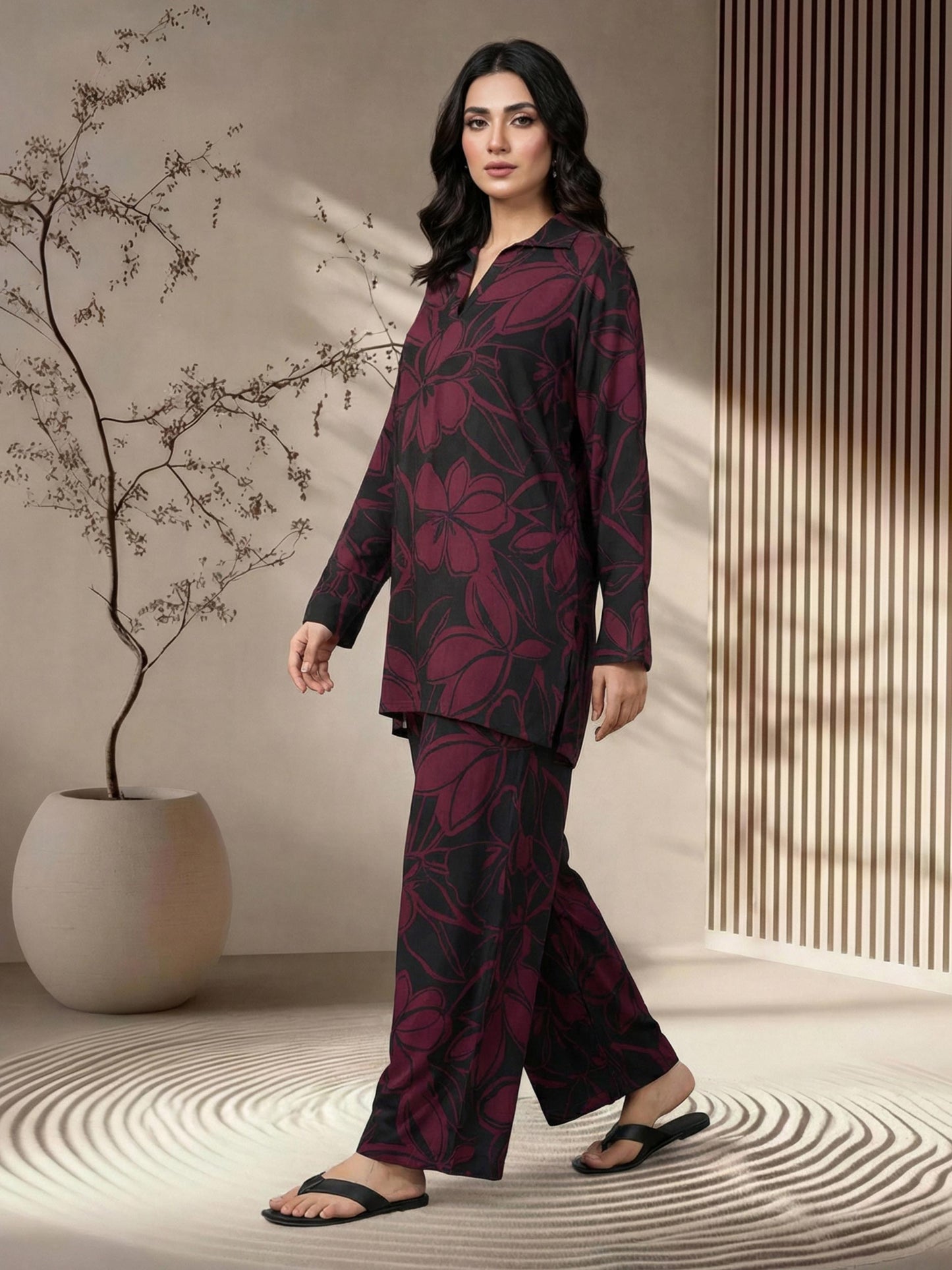 2 Piece Viscose Slub Suit (Pret)