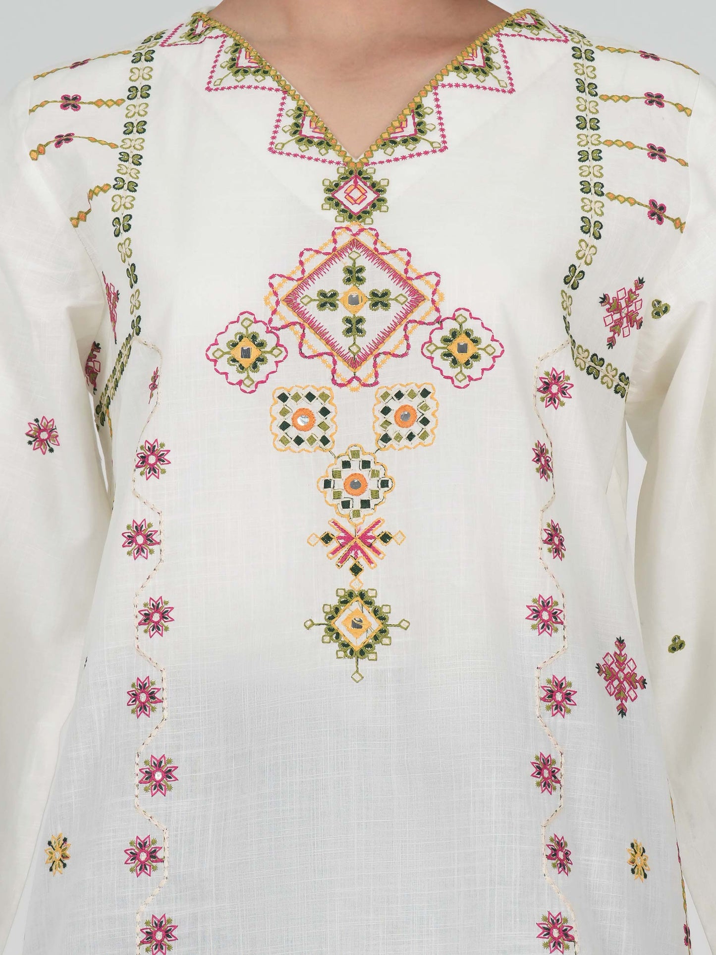 Lawn Slub Kurti- Embroidered (Pret)