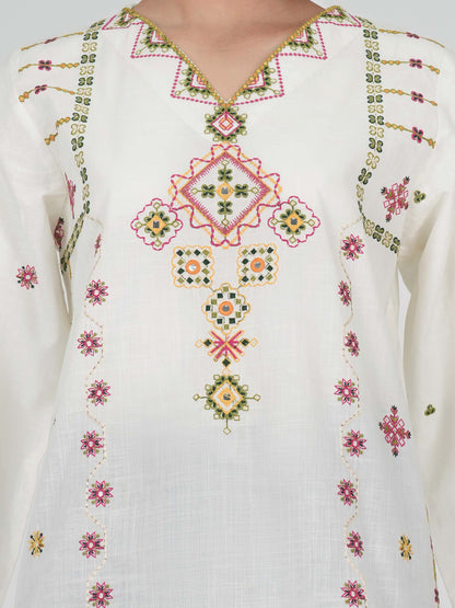 Lawn Slub Kurti- Embroidered (Pret)