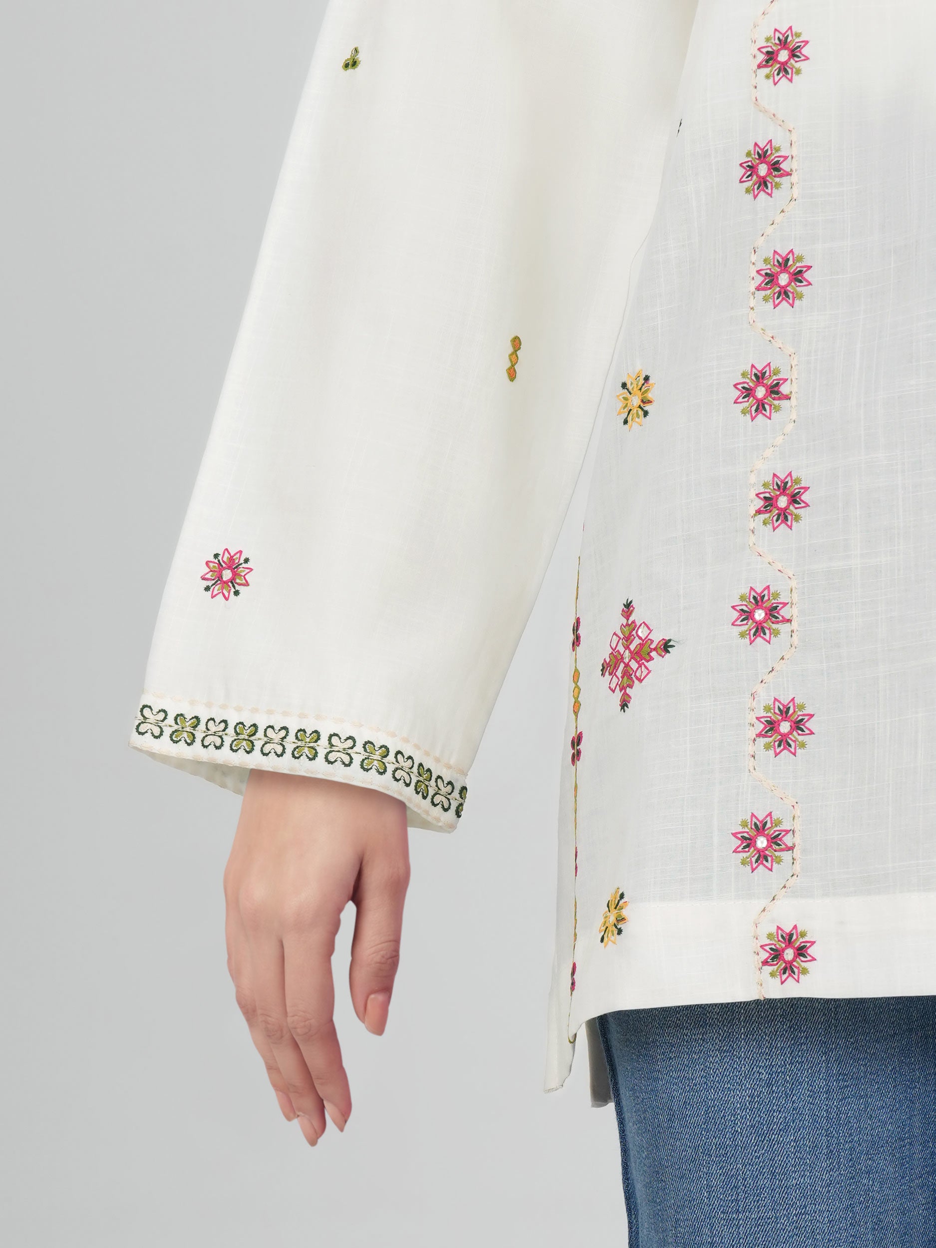 Lawn Slub Kurti- Embroidered (Pret)