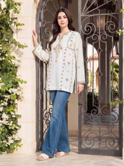 Lawn Slub Kurti- Embroidered (Pret)