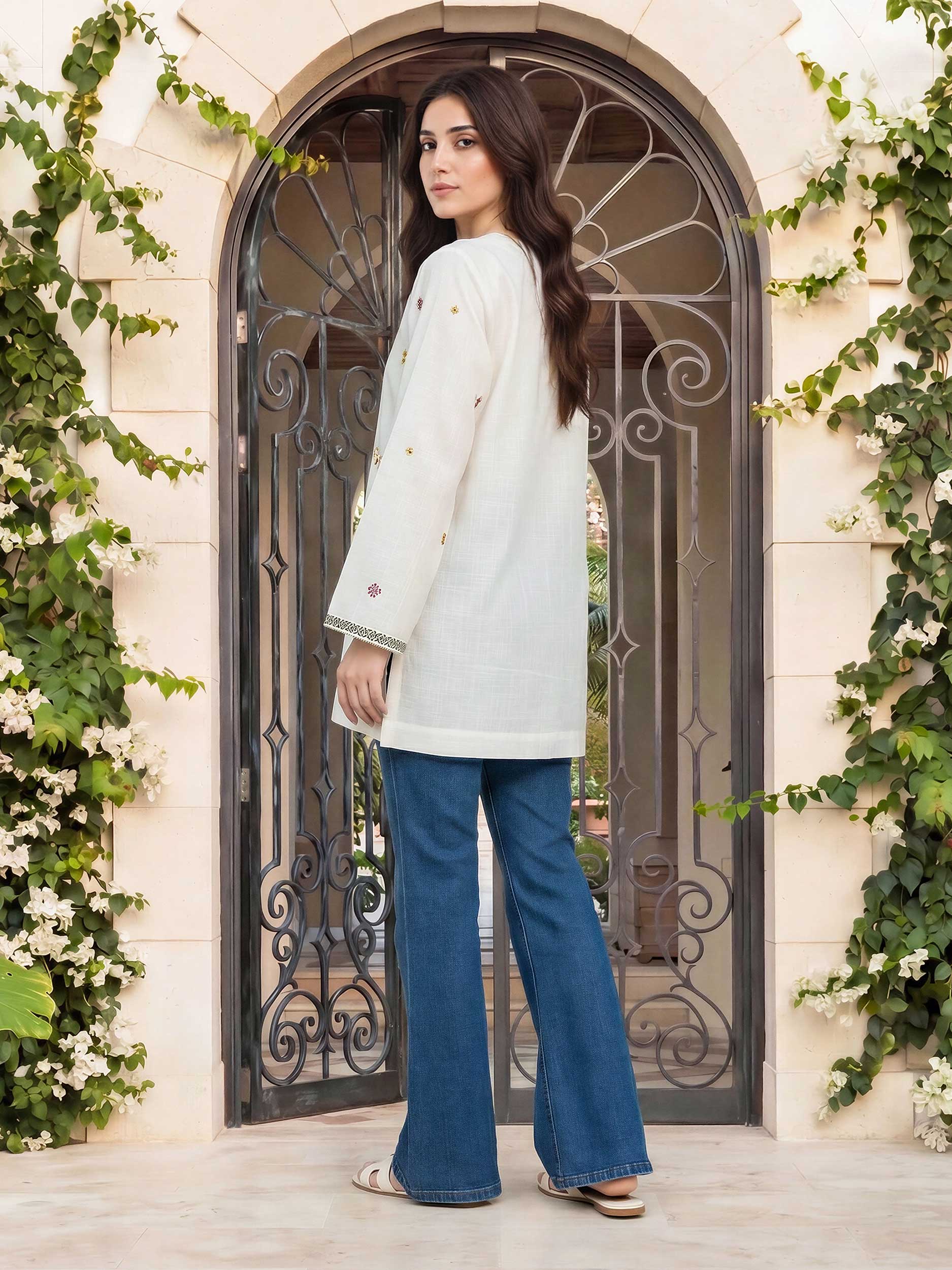 Lawn Slub Kurti- Embroidered (Pret)