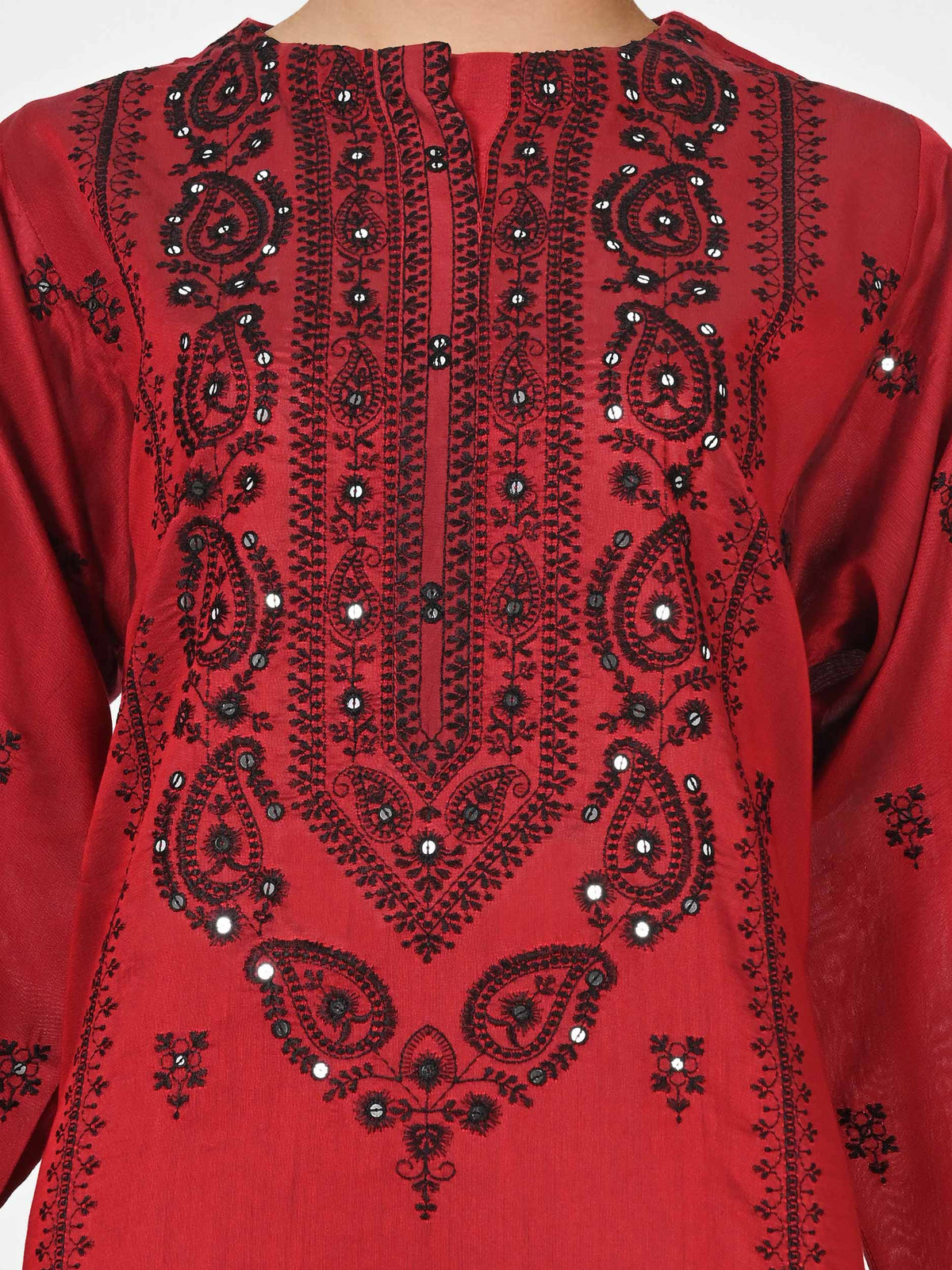 2 Piece Raw Silk Suit- Embroidered (Pret)