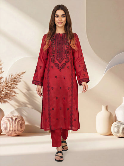 2 Piece Raw Silk Suit- Embroidered (Pret)