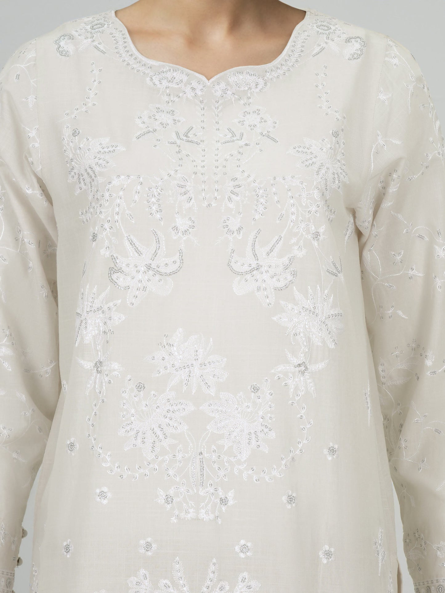 3 Piece Lawn Slub Suit- Embroidered (Pret)