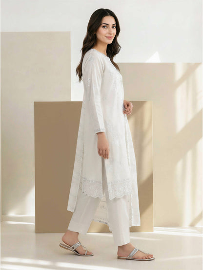 3 Piece Lawn Slub Suit- Embroidered (Pret)