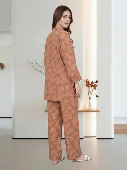Viscose Slub Co-ord set- Embroidered