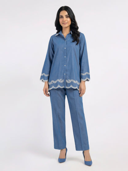 Denim Co-ord set- Embroidered