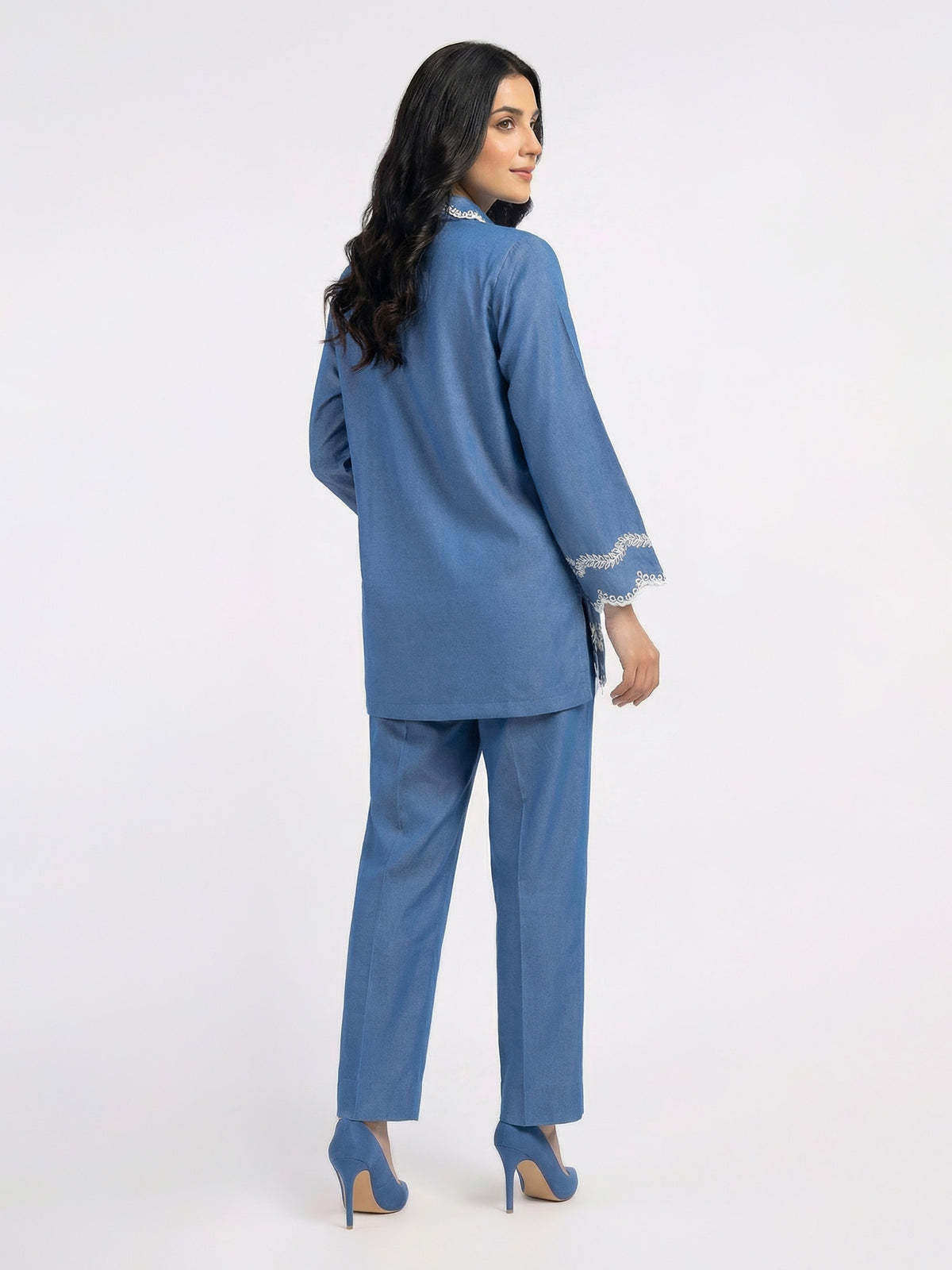 Denim Co-ord set- Embroidered