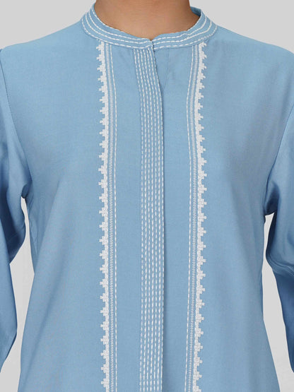 Denim Top- Embroidered
