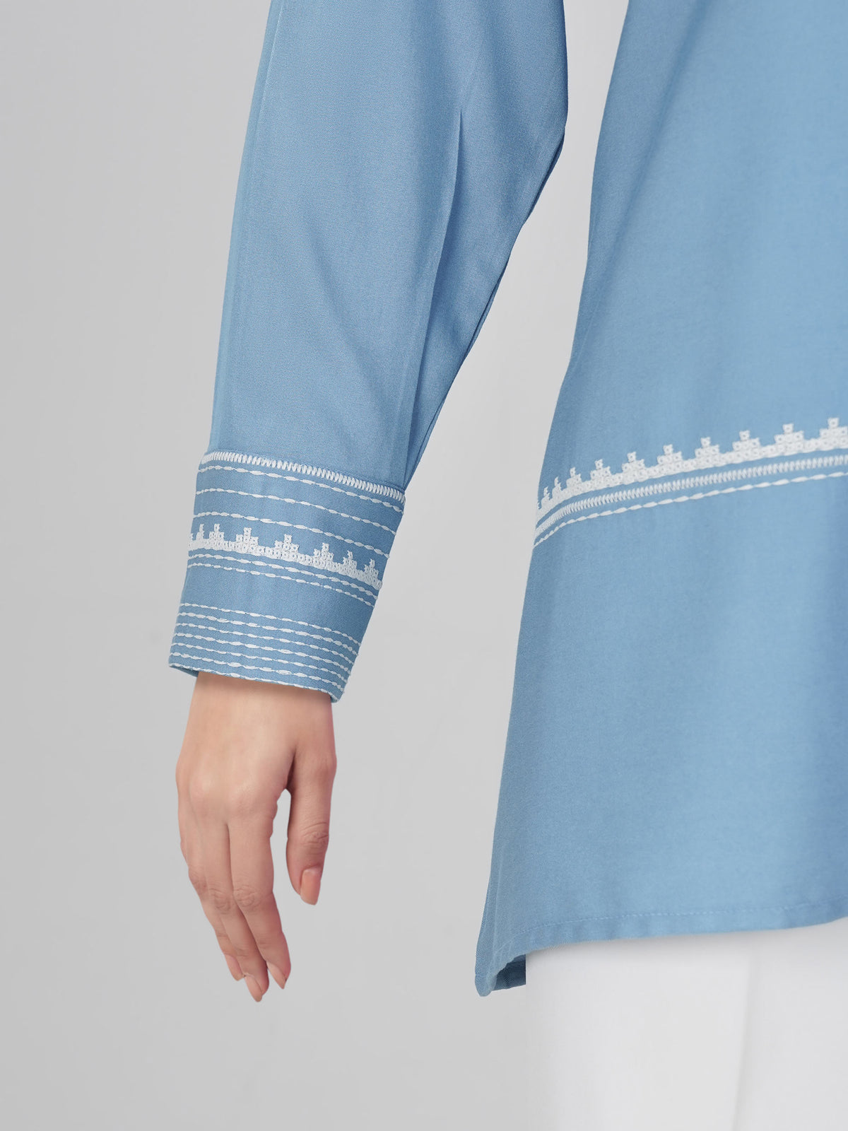 Denim Top- Embroidered