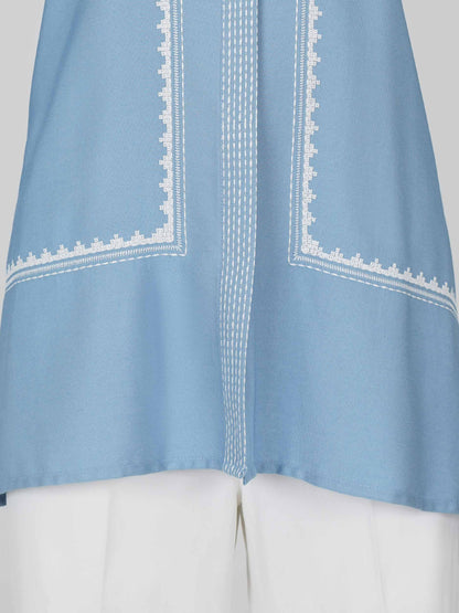 Denim Top- Embroidered